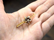 Natural Antique Pearl and Diamond Brooch in yellow gold