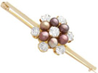 antique pearl and diamond yellow gold bar brooch
