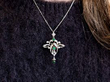 Antique Emerald and Diamond Pendant Brooch wearing