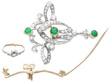 Antique Emerald and Diamond Pendant Brooch pieces