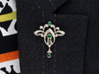 Antique Emerald and Diamond Brooch wearing