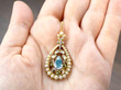 antique Edwardian Garnet, Pearl and Aquamarine Pendant