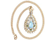 Edwardian Garnet, Pearl and Aquamarine Pendant in yellow gold