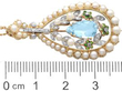 Edwardian Garnet, Pearl and Aquamarine Pendant size