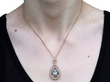 wearing Edwardian Garnet, Pearl and Aquamarine Pendant