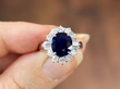 Sapphire and Diamond Platinum Cluster Ring