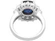 Blue Sapphire and Diamond Platinum Cluster Ring back