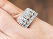 Chunky Platinum and Multi Diamond Ring on finger