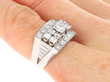 Chunky Platinum and Multi Diamond Ring on hand