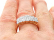 Antique Linear Diamond Cluster Ring in Gold on finger