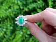 Vintage 1970s Emerald and Diamond Ring in White Gold outside