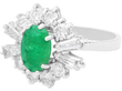 1970s Emerald and Diamond Ring in White Gold