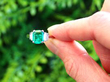 Emerald Ring with Baguette Diamonds in Platinum outside