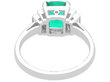 Emerald Ring with Baguette Diamonds in Platinum back
