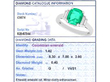 Emerald Ring with Baguette Diamonds in Platinum grading card