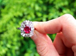 Ruby Cluster Ring with Baguette Diamonds outside