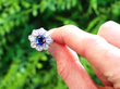 1920s Cushion Cut Sapphire Cluster Ring outside