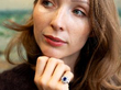1920s Cushion Cut Sapphire Cluster Ring wearing