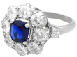 antique 1920s Cushion Cut Sapphire Cluster Ring