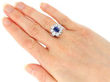 Cushion Cut Sapphire Cluster Ring wearing