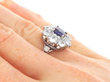 1920s Cushion Cut Sapphire Cluster Ring on hand