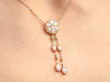 Antique Opal Double Drop Necklace in Gold being worn