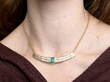 Emerald and Diamond Concave Bar Necklace wearing