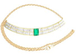 vintage Emerald and Diamond Concave Bar Necklace