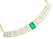 Emerald and Diamond Concave Bar Necklace in gold