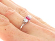 Three Stone Ruby and Diamond Ring on hand