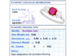 Three Stone Ruby and Diamond Ring grading card