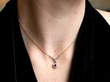 Victorian Ruby Cluster Pendant Necklace with Diamonds wearing