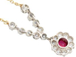 Victorian Ruby Cluster Pendant Necklace with Diamonds reverse