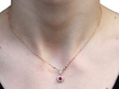 wearing Ruby Cluster Pendant Necklace with Diamonds