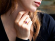 Bezel Set Ruby Cluster Ring in Gold on hand
