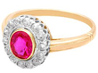 antique Bezel Set Ruby Cluster Ring in Gold