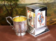 sterling silver playing card box with silverware
