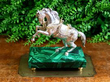 sterling Silver and gilt Horse Sculpture on Malachite Base