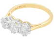 antique Round Brilliant Cut Diamond Trilogy Ring