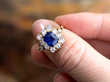 1930s 18ct Gold Sapphire and Diamond Cluster Ring