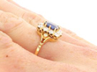 18ct Gold Sapphire and Diamond Cluster Ring on hand