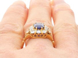 18ct Gold Sapphire and Diamond Cluster Ring on finger