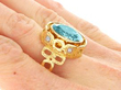 Vintage Gold and Aquamarine Ring on Hand