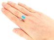 wearing Antique Blue Zircon Solitaire Ring