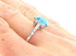 Antique Blue Zircon Solitaire Ring on hand