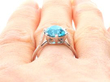 Antique Blue Zircon Solitaire Ring on finger
