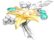 Emerald and Pearl Flower Brooch