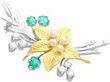 Diamond Emerald and Pearl Flower Brooch