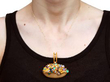 Multi Gemstone Gold Pendant wearing