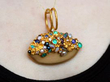 wearing Multi Gemstone Gold Pendant